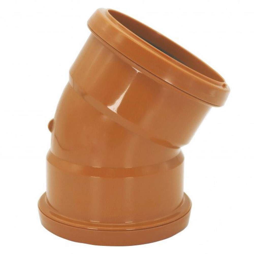 Floplast Terracotta Underground 110Mm Double Socket Drain Pipe Bend - 30Dg Pvcu