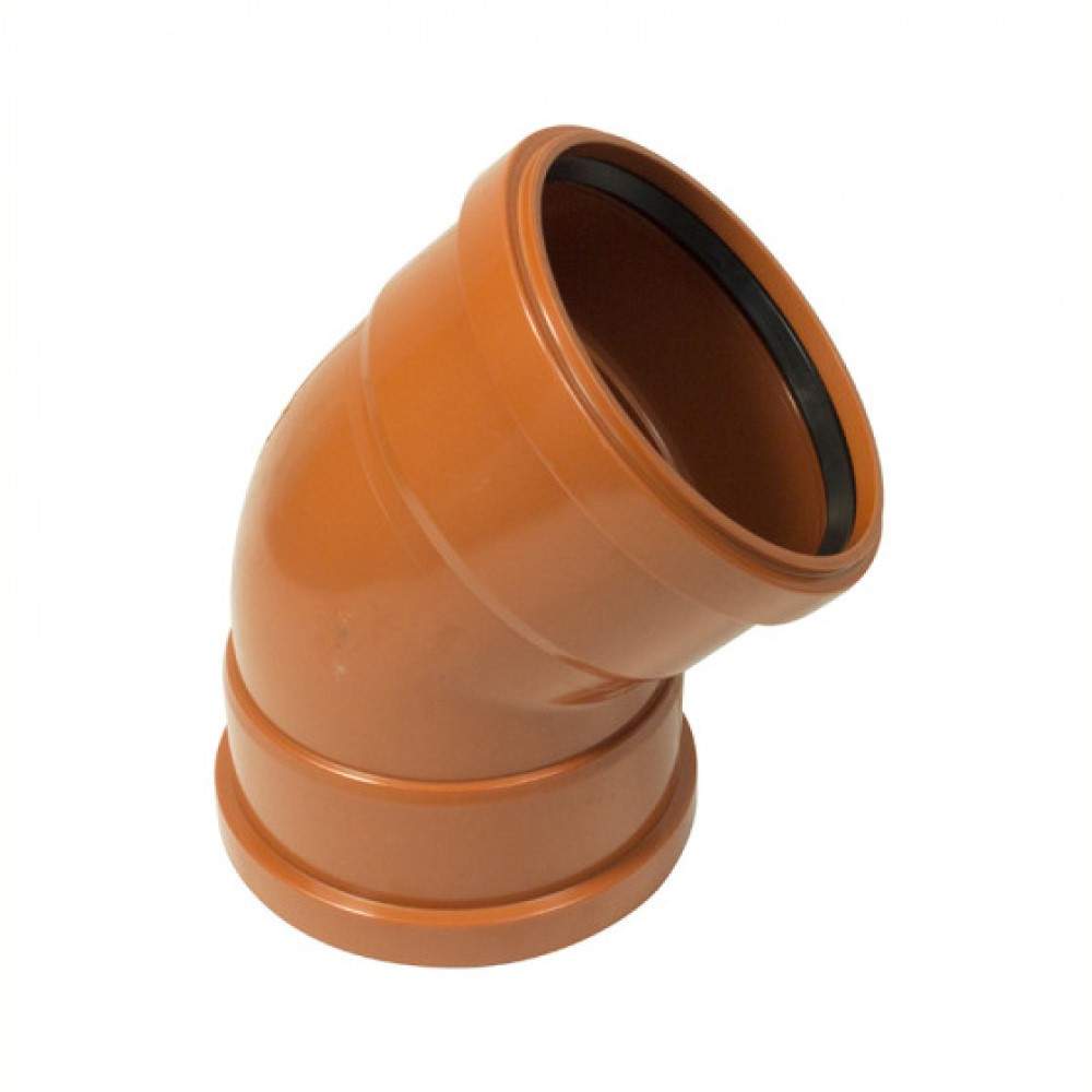 Floplast Terracotta Underground 110Mm Double Socket Drain Pipe Bend - 45Dg Pvcu