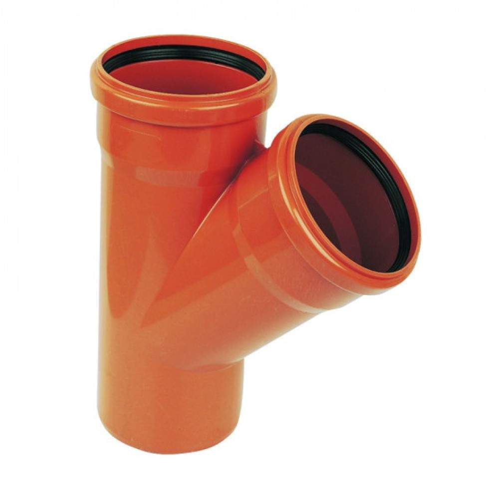 Floplast Terracotta Underground 110Mm Double Socket Drain Pipe Junction - 45Dg Pvcu