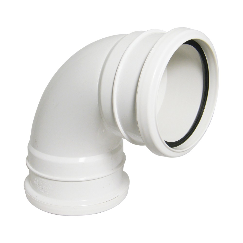 FloPlast White Soil 92.5 Degree Double Socket Bend - 110mm