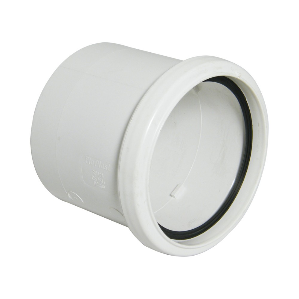 FloPlast White Soil Single Socket Coupler - 110mm