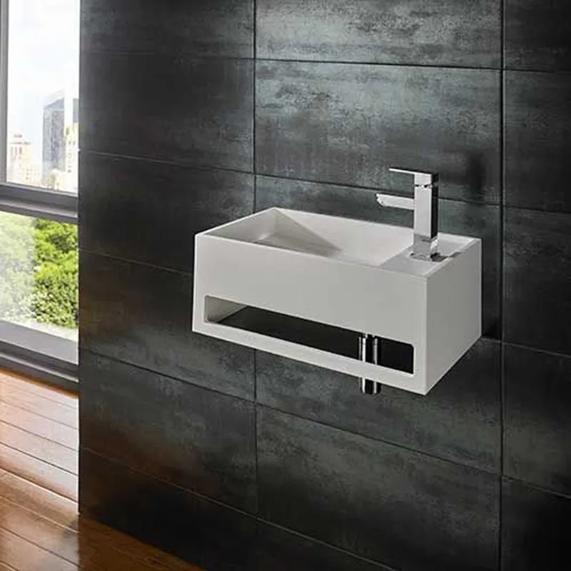 Flux 500mm White Stone Resin Rectangular Basin | clickbasin®