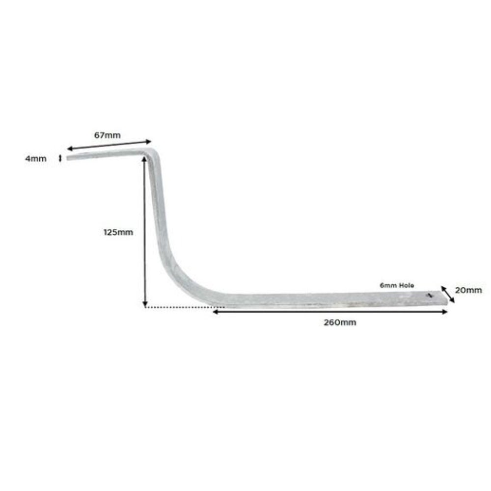 galvanised half round type bracket for samac snow guards   225mm 2(1)
