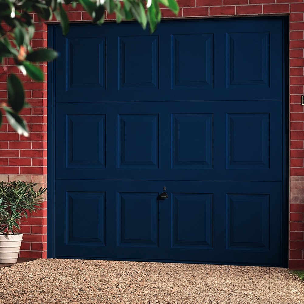 Garador Georgian Framed Steel Blue Canopy Garage Door