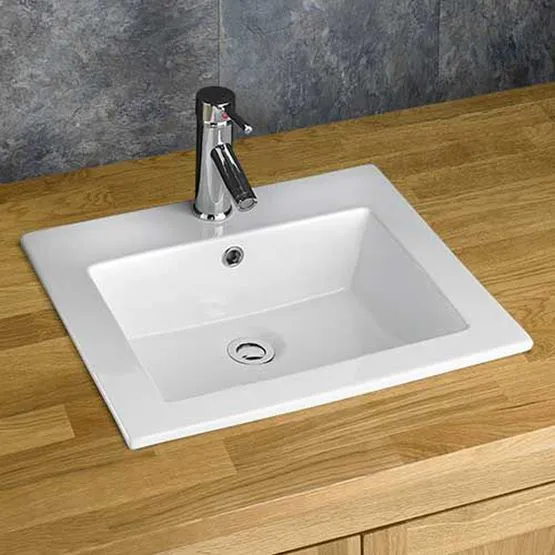 Gard 510mm x 430mm White Ceramic Large Rectangular Basin | Drainage ...