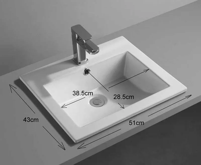 Gard 510mm x 430mm White Ceramic Large Rectangular Basin | Drainage ...