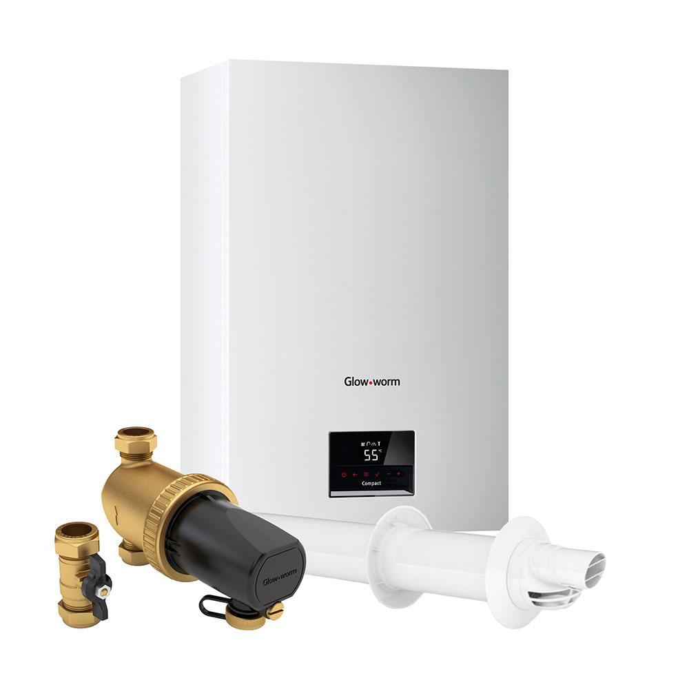 Glow-Worm Compact 28C LPG Combi Boiler with Horizontal Flue and System Filter - 28kW