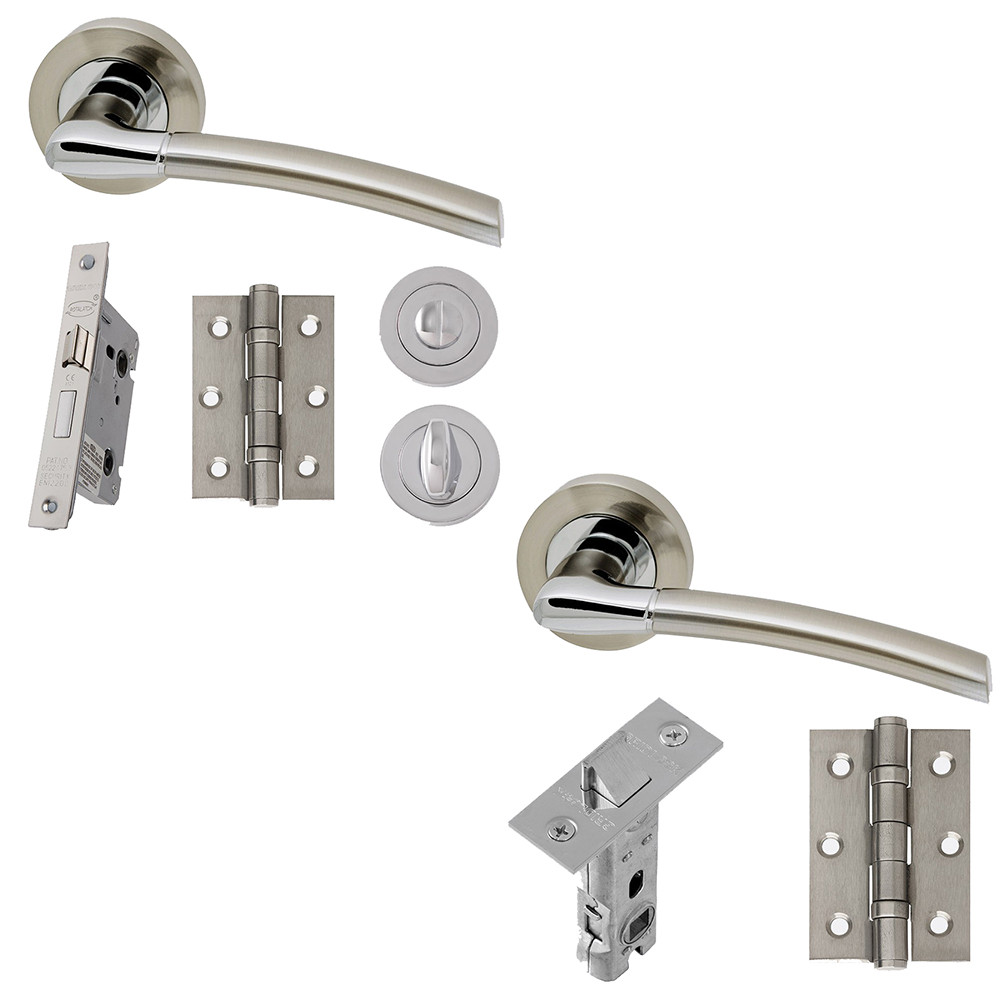 LPD Mercury Polished Chrome Satin Nickel Internal Door Handle Hardware Pack