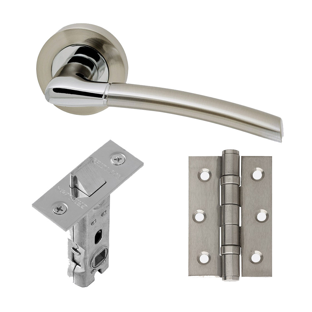 LPD Mercury Polished Chrome Satin Nickel Internal Door Handle Hardware Pack - Latch