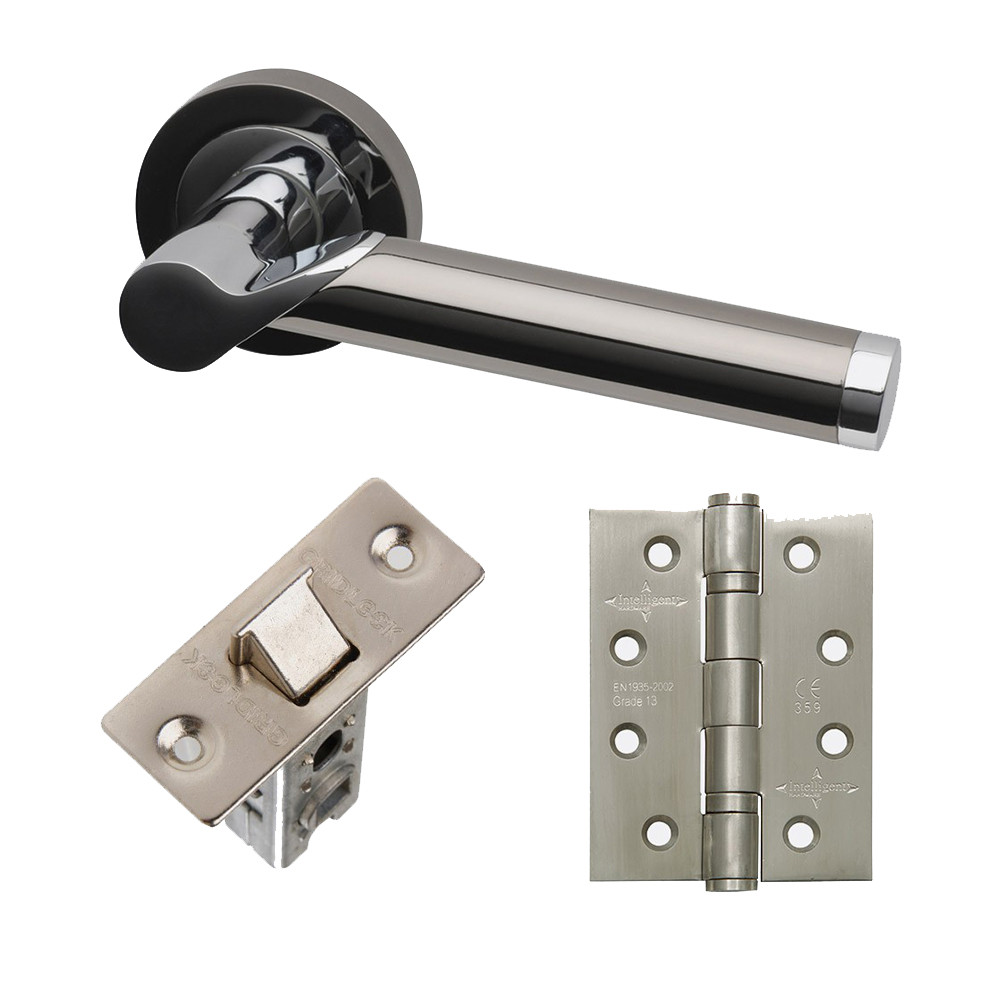 LPD Polaris Black Chrome Internal Door Handle Hardware Pack - Latch
