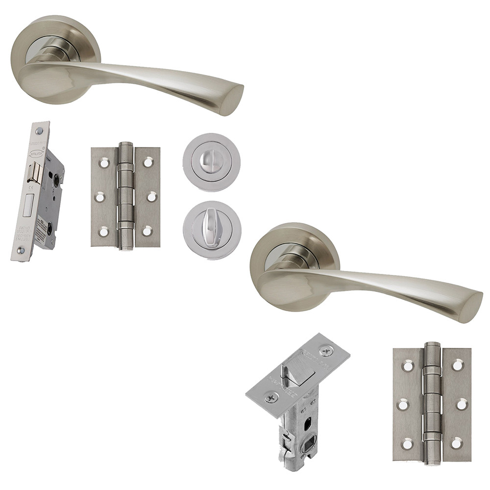 LPD Solar Polished Chrome Satin Nickel Internal Door Handle Hardware Pack