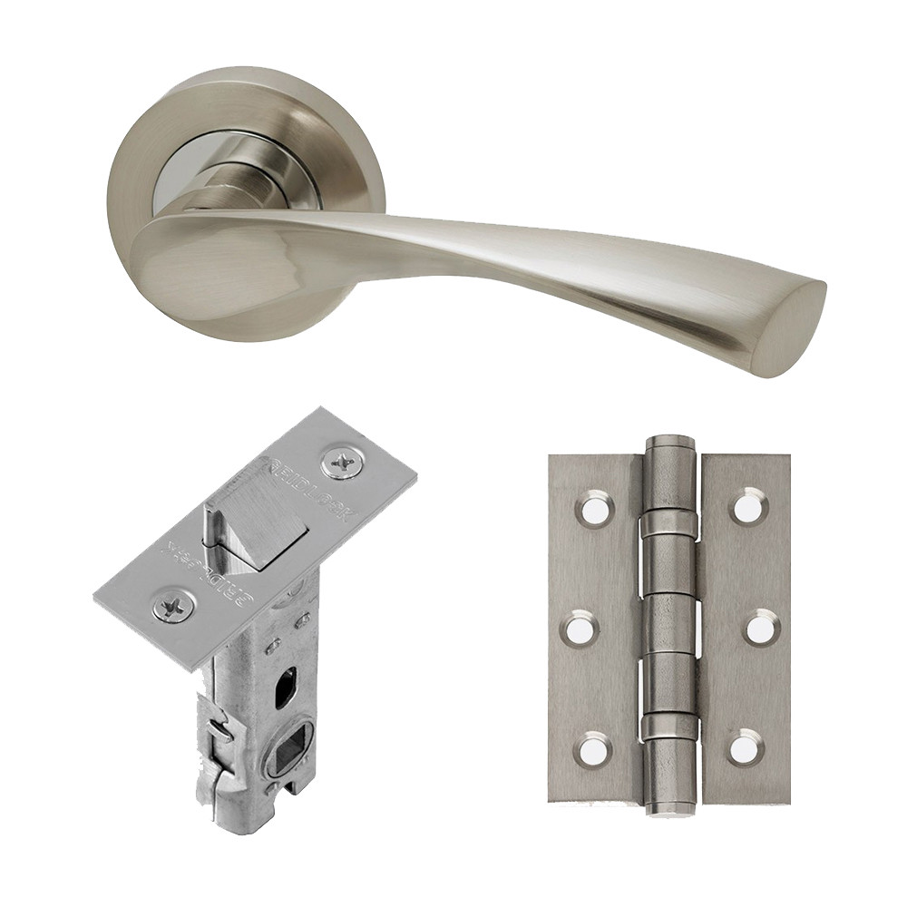 LPD Solar Polished Chrome Satin Nickel Internal Door Handle Hardware Pack - Latch