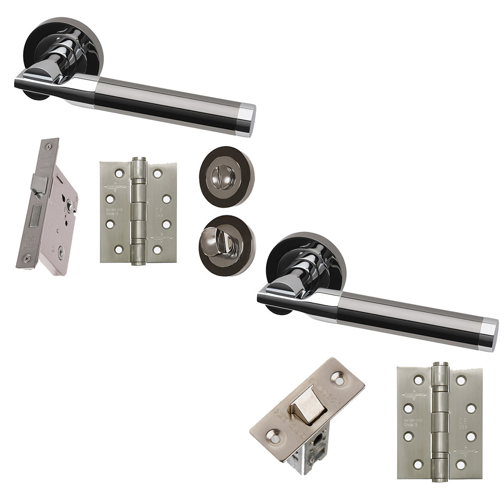 LPD Vega Polished Black Chrome Internal Door Handle Hardware Pack