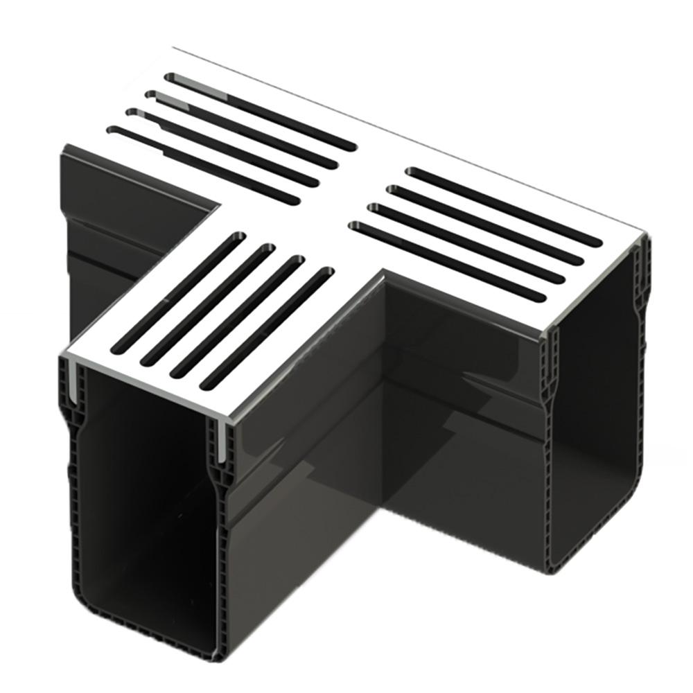 Hauraton E-TEC A15 Threshold Channel Drain T-Junction with Stainless Steel Grating