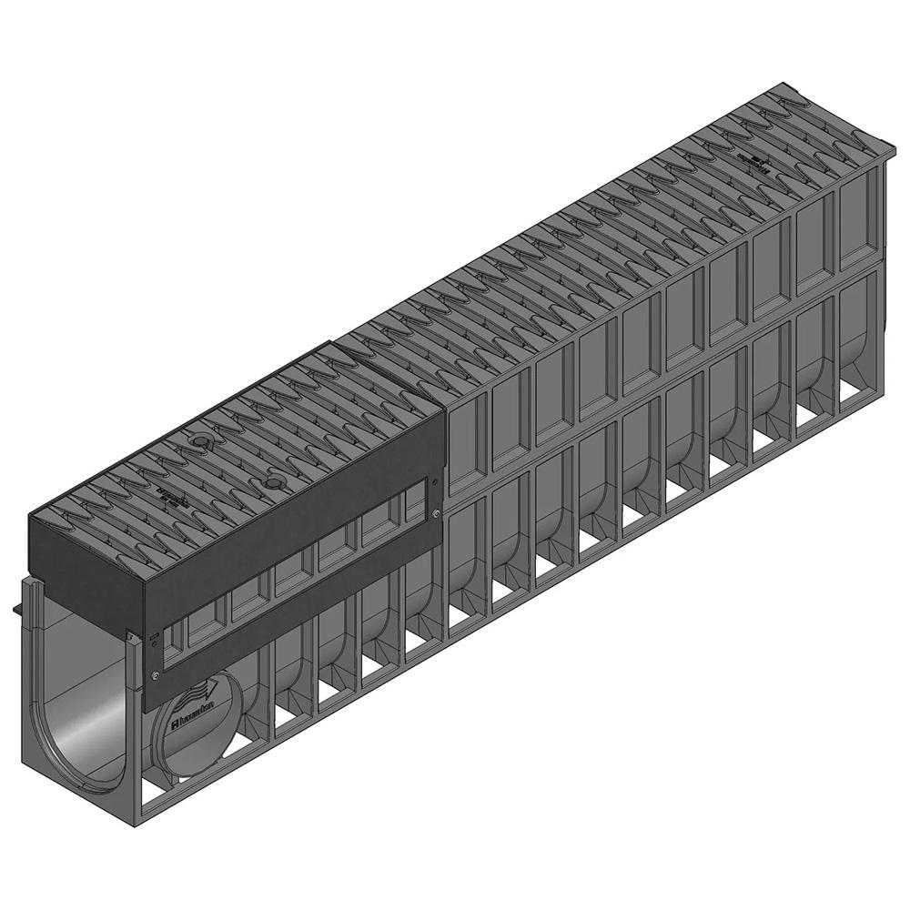 Hauraton Recyfix Monotec 100 Channel Drain Access Unit with D400 Fibretec Heelsafe Grating (Kerb Installation)