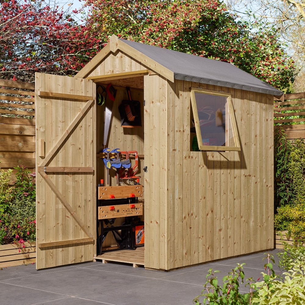 her64pt rowlinson premium heritage timber apex shed single door primary