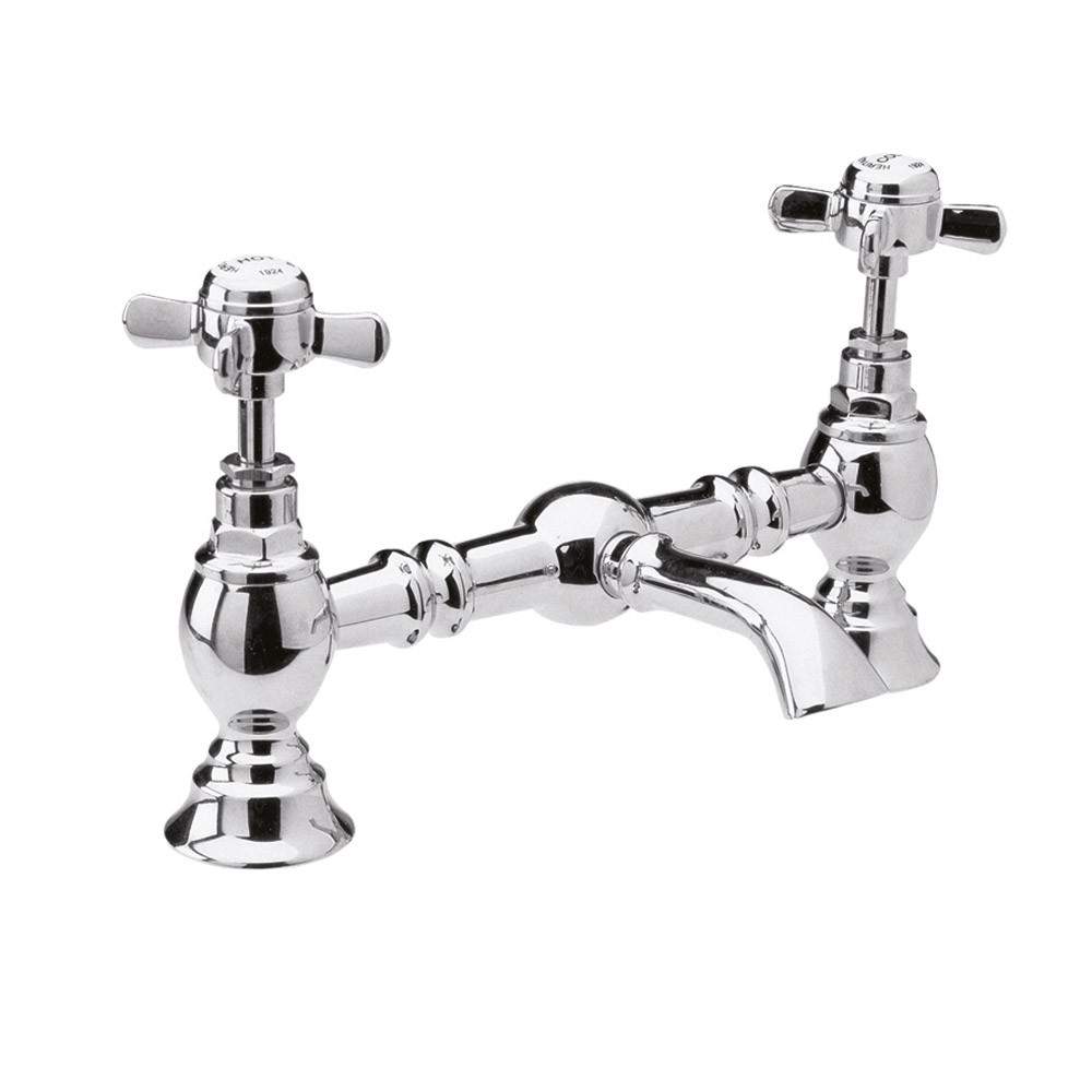 Nuie Chrome Beaumont Luxury Bridge Basin Mixer Brass