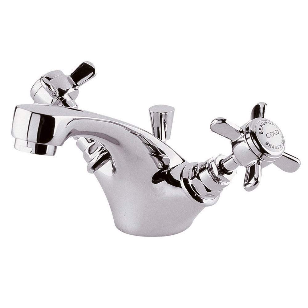 Nuie Chrome Beaumont Mono Basin Mixer With Pop-Up Waste Brass