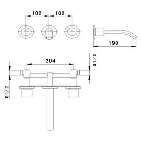 Icon Chrome Three Hole with Curved Spout Basin Mixer Tap