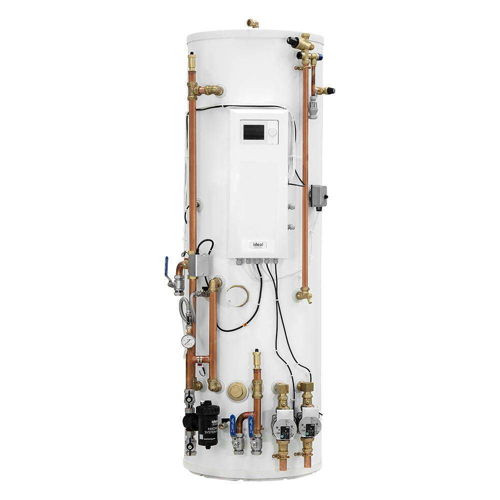 Ideal Heating Logic Air DHW Pre-Plumbed 1 Zone Heat Pump Cylinder with Buffer Tank - 250L White Ideal Commercial Boilers