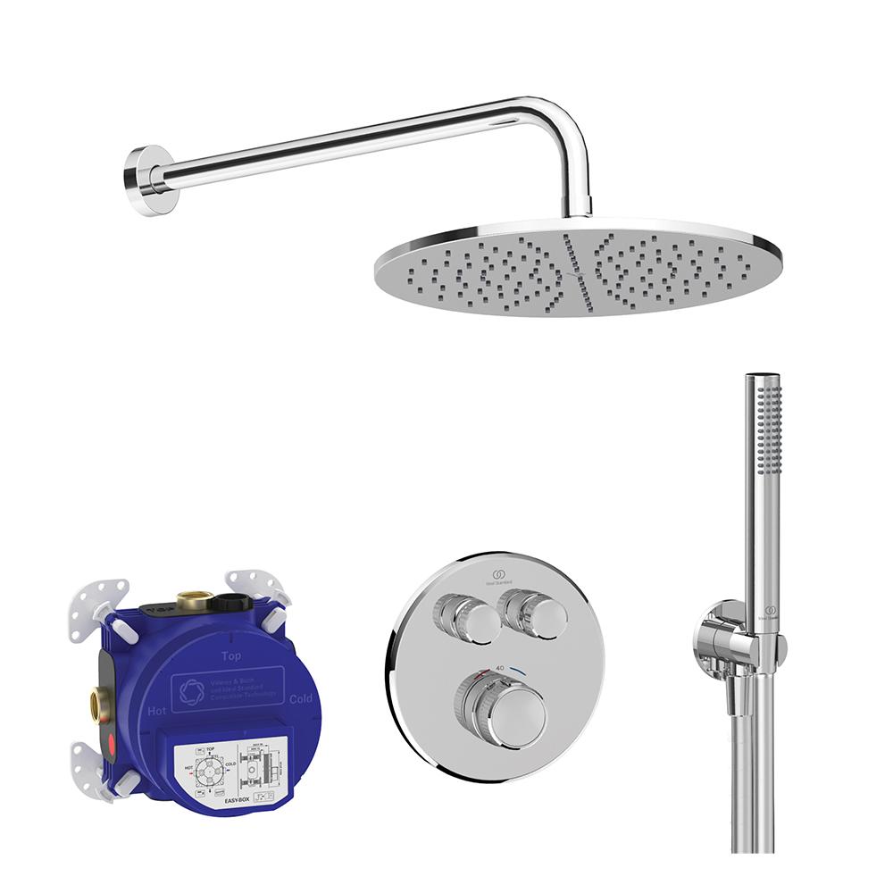 Ideal Standard Ceratherm Navigo Chrome Round Built-in Shower Pack