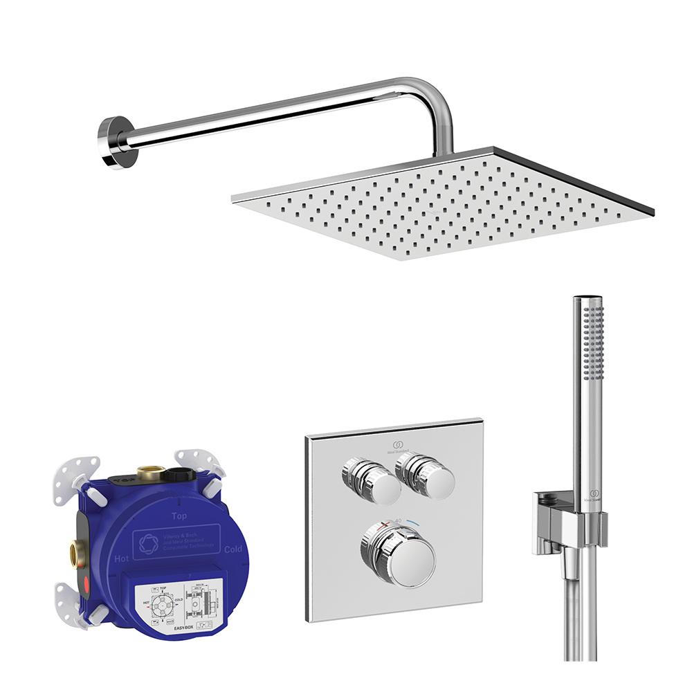 Ideal Standard Ceratherm Navigo Chrome Square Built-in Shower Pack