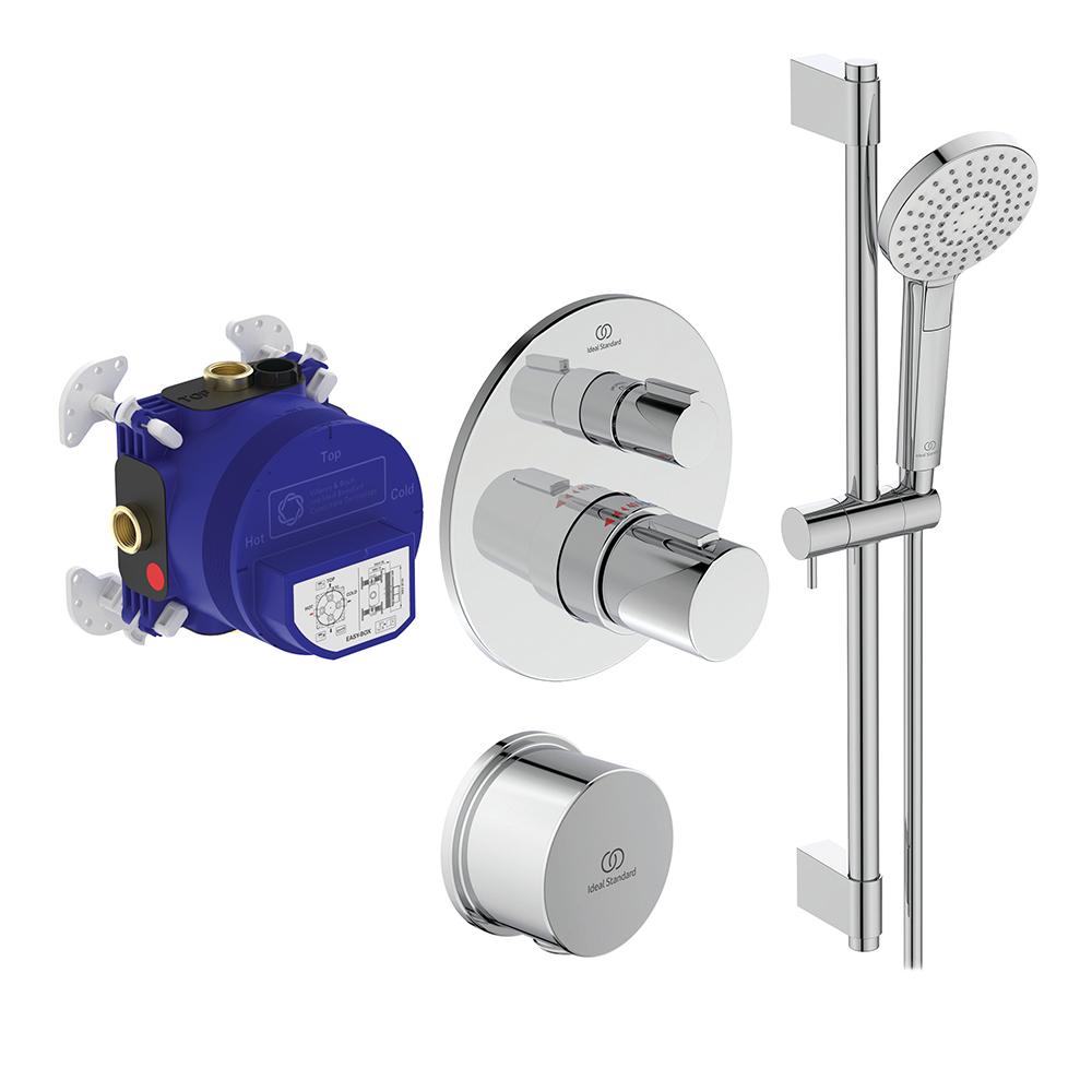 Ideal Standard Ceratherm T100 Chrome Round Built-in Shower Pack