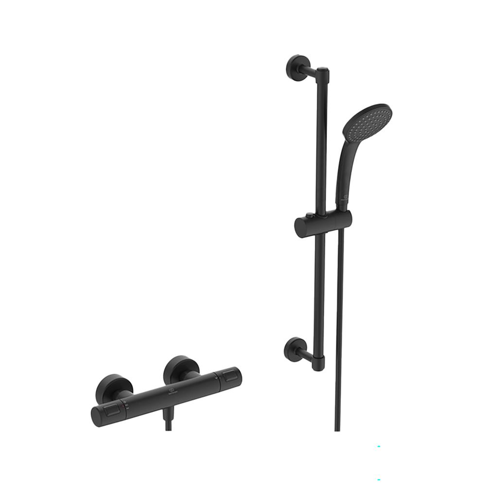 Ideal Standard Ceratherm T25 315mm x 70mm Matt Black Round Shower System