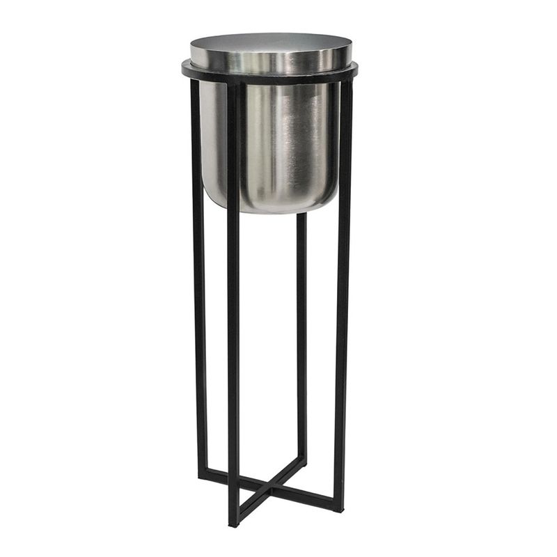 Calla Black & Pewter Indoor Metal Planter & Stand Drainage Superstore®