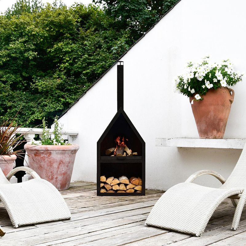 Henley Black Outdoor Fireplace with Grill Iron 1680mm x 610mm