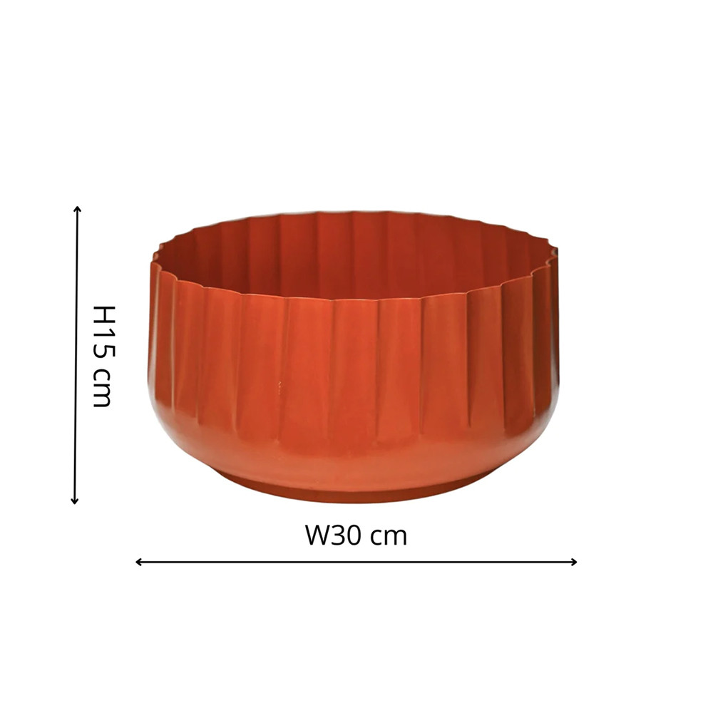 ivyline hudson orange corrugated steel bowl planter size