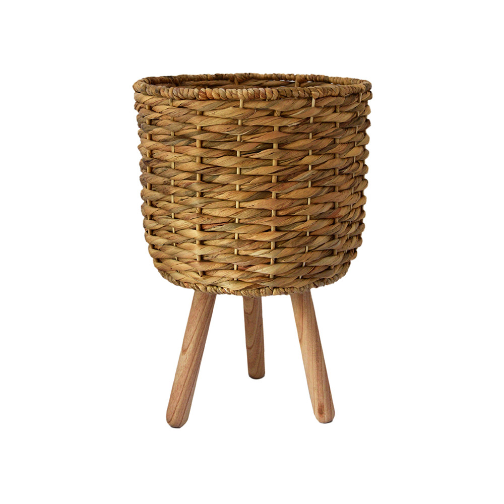 Indoor Water Hyacinth Lined Basket on Legs 450mm x 300mm Drainage