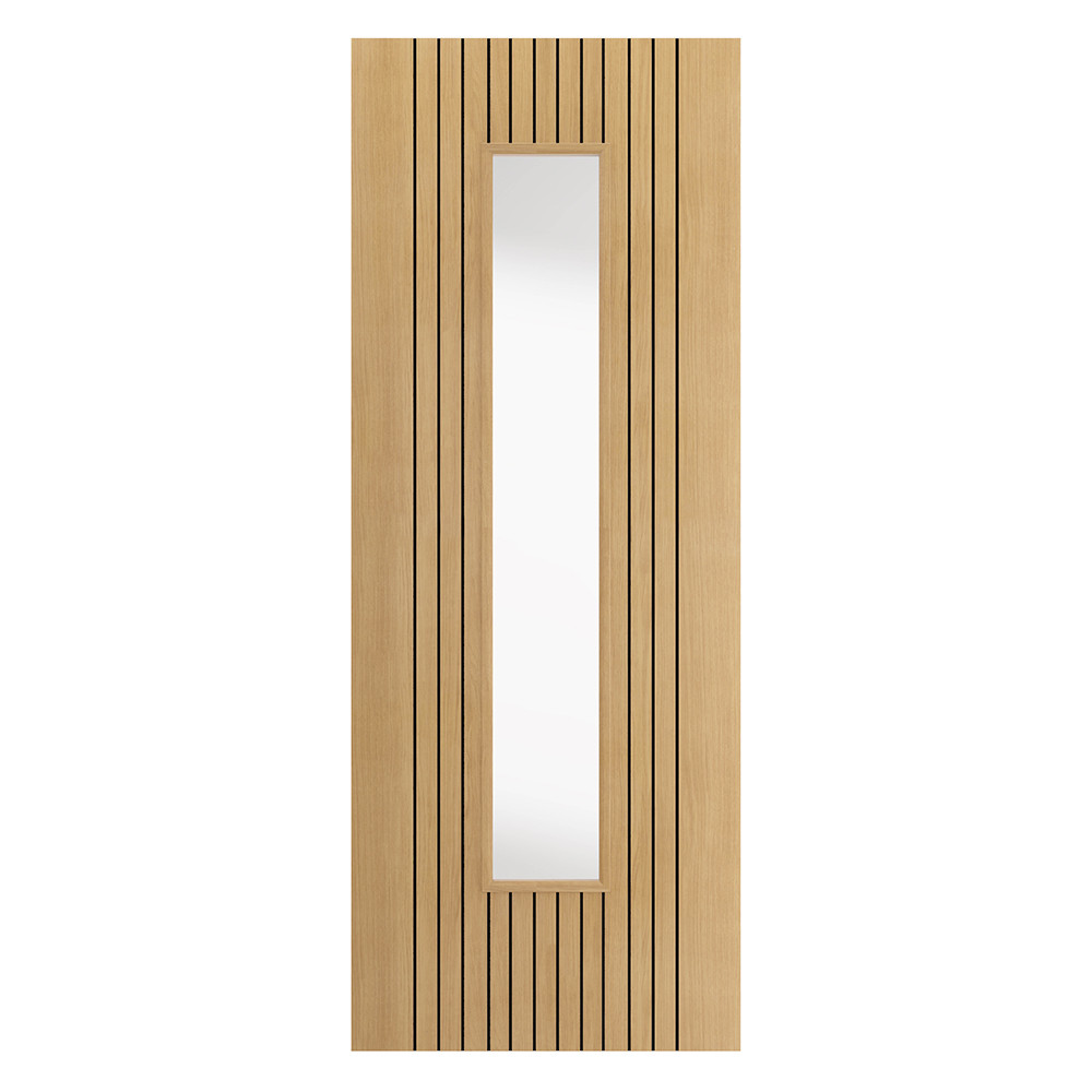 JB Kind Aria Fluted Oak Laminate 1 Light Clear Glass Internal Door