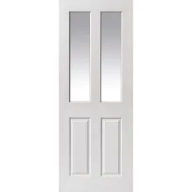 JB Kind Canterbury Moulded Smooth White Primed 2 Light Glass Internal Door