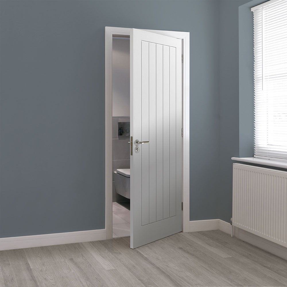 jb kind cottage 5 white primed internal moulded door denim walls lifestyle