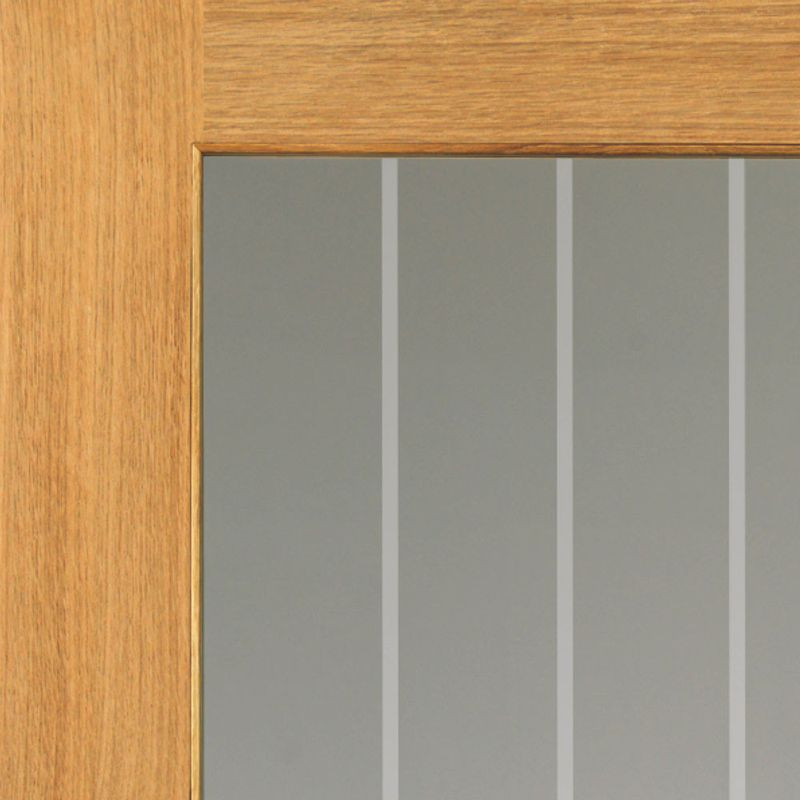 JB Kind Internal Oak Thames Light Pre finished Glazed Cottage Door 762mm x 1981mm Close up