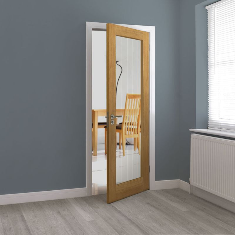 JB Kind Internal Oak Thames Light Pre-finished Glazed Cottage Door 838mm x 1981mm Secondary