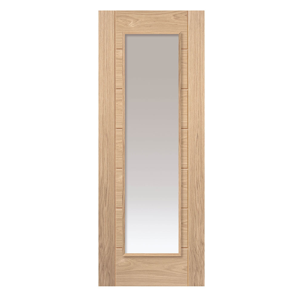 JB Kind Palomino Contemporary Unfinished Oak Veneer Clear Glass Internal Door