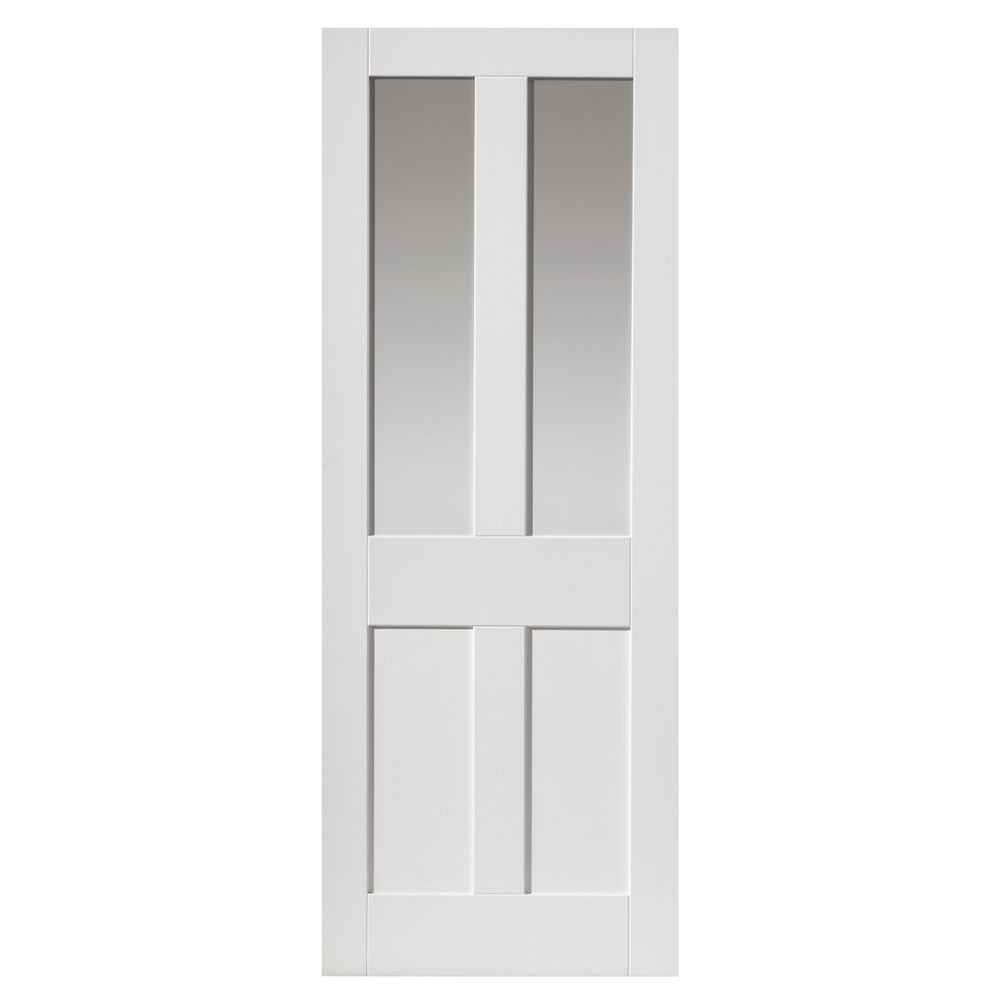 JB Kind Rushmore Primed White 2 Light Clear Glass Internal Door