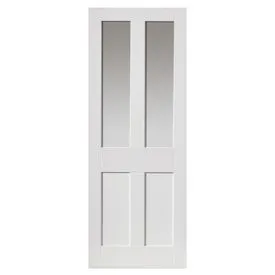 JB Kind Rushmore Shaker White Primed Clear Glass Internal Door - 1981mm x 762mm (78x30 inch)