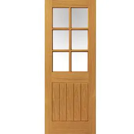 JB Kind Thames Unfinished Oak 6 Light Glass Internal Door