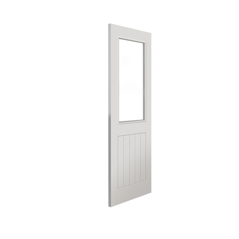 JB Kind Thames Cottage White Primed Clear Glass Internal Door Secondary