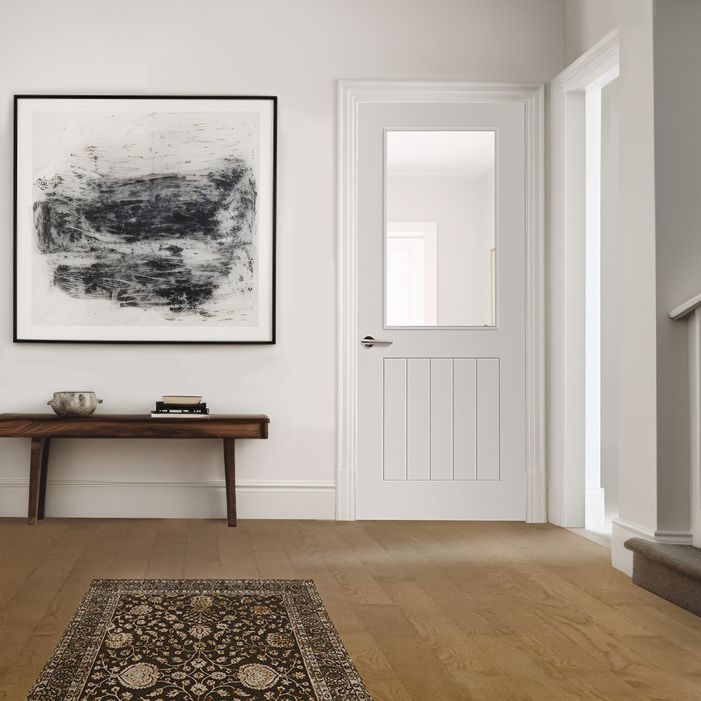 JB Kind Thames Cottage White Primed Clear Glass Internal Door Secondary 3