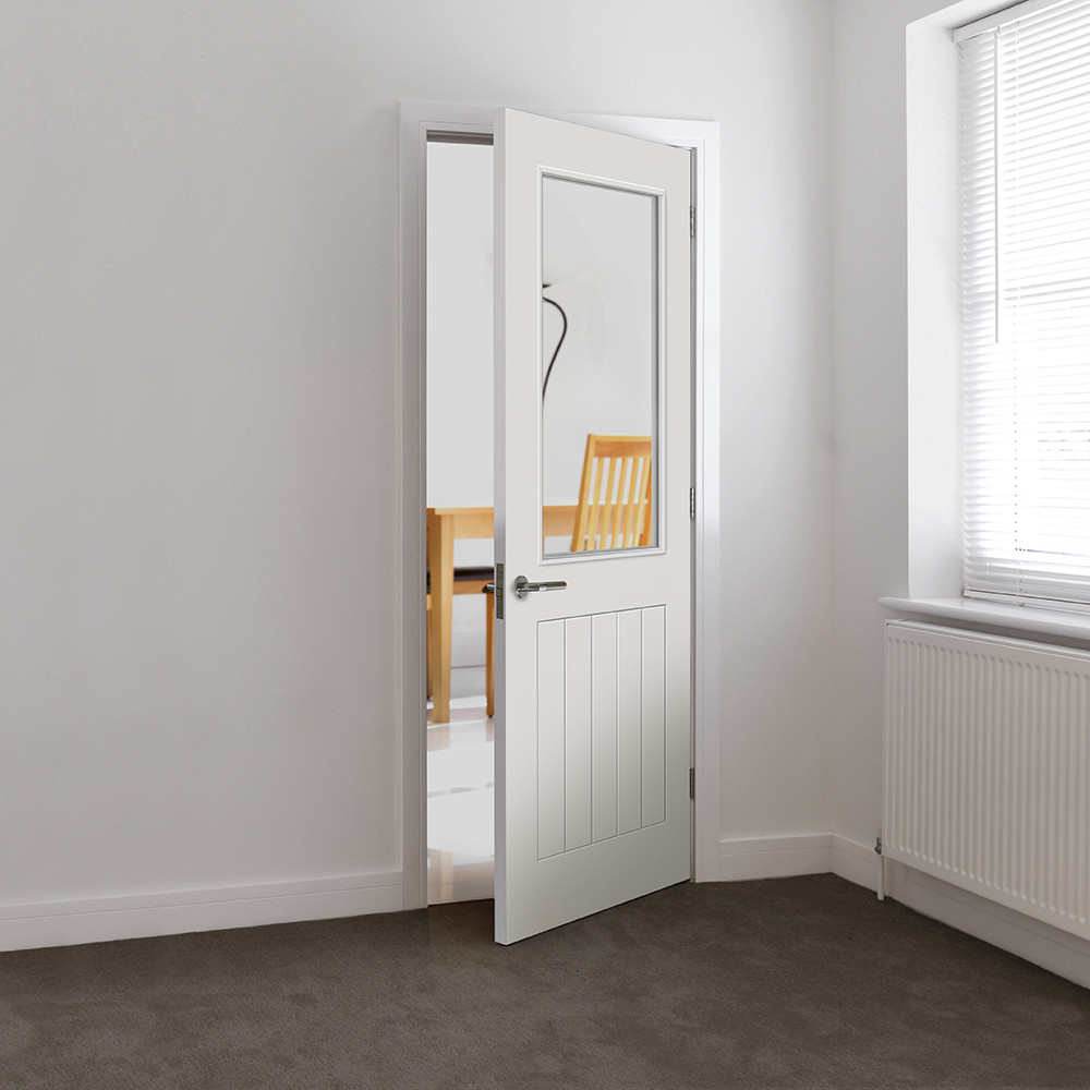 JB Kind Thames Cottage White Primed Clear Glass Internal Door Secondary 4
