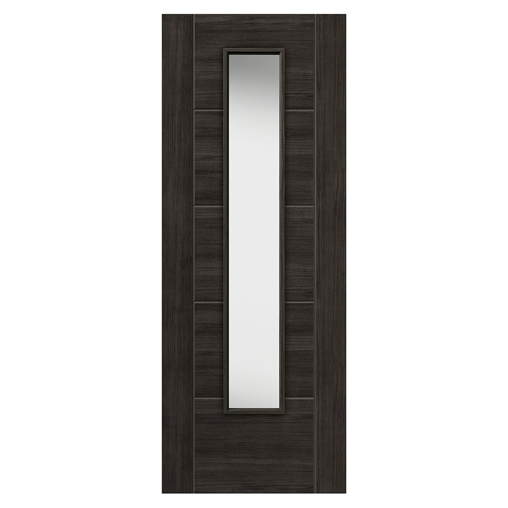 JB Kind Tigris Cinza Contemporary Fully Finished Dark Grey Clear Glazed Internal Door - 1981mm x 762mm (78x30 inch)