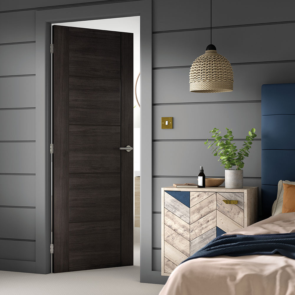 JB Kind Tigris Cinza Contemporary Fully Finished Dark Grey Internal Door - 1981mm x 610mm (78x24 inch)