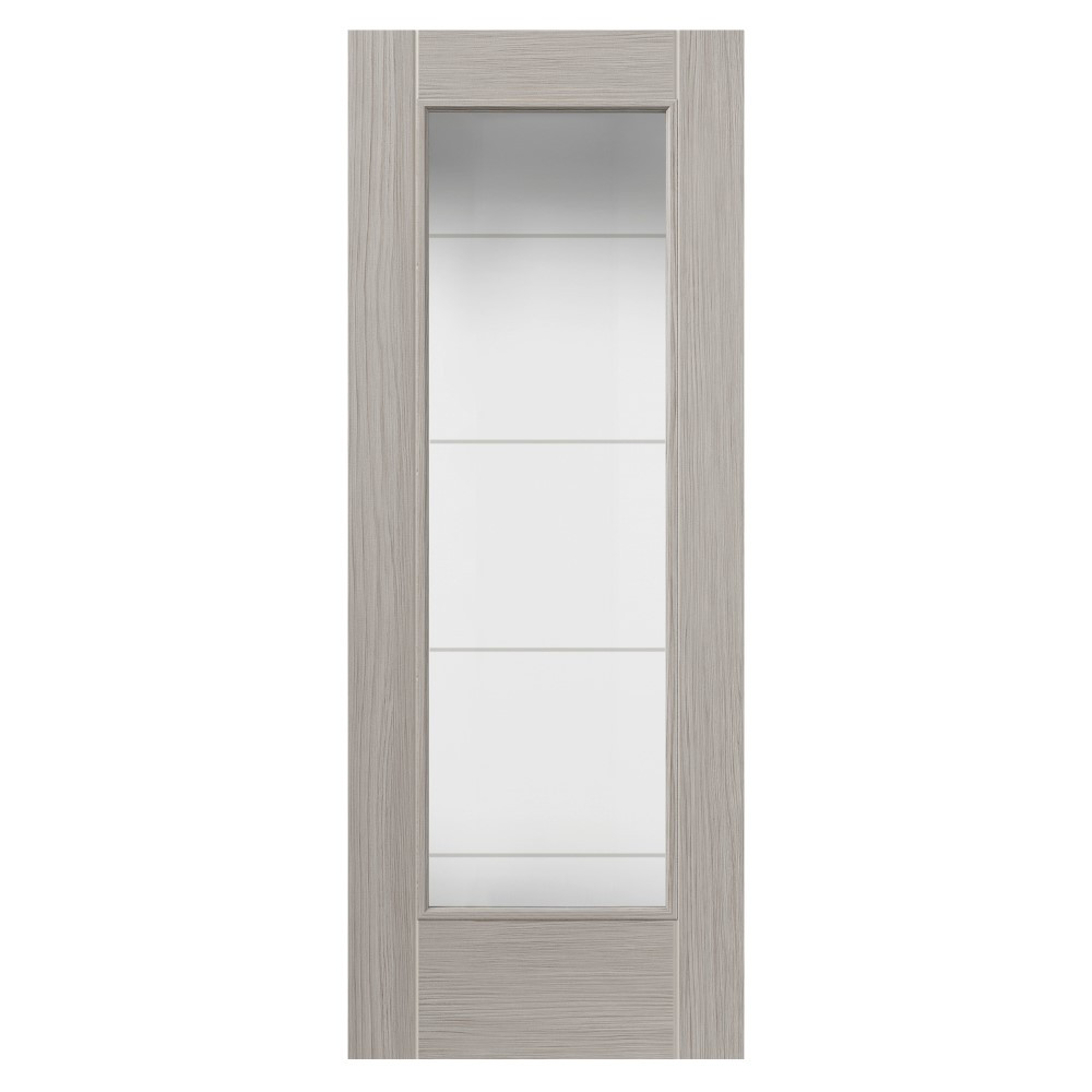 JB Kind Tigris Lava Light Grey Fully Finished Clear Glass Internal Door