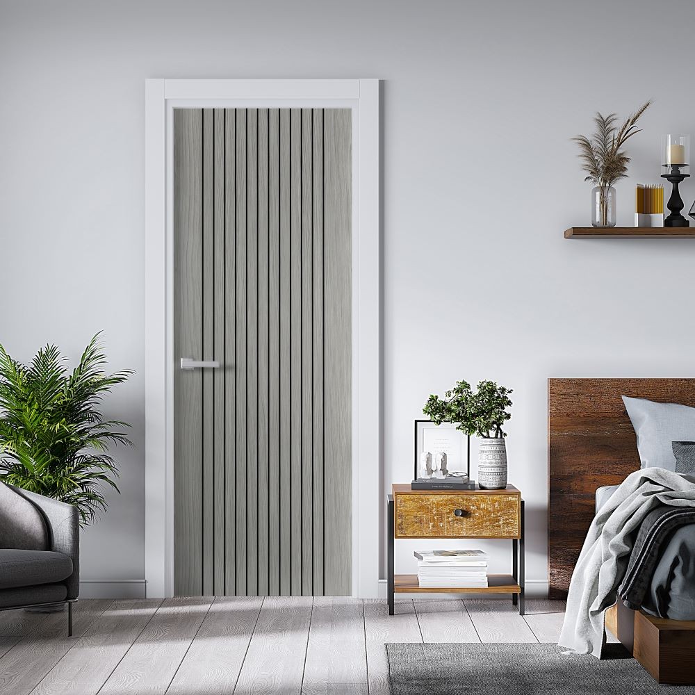 JB Kind Aria Fluted Grey Laminate Internal FD30 Fire Door
