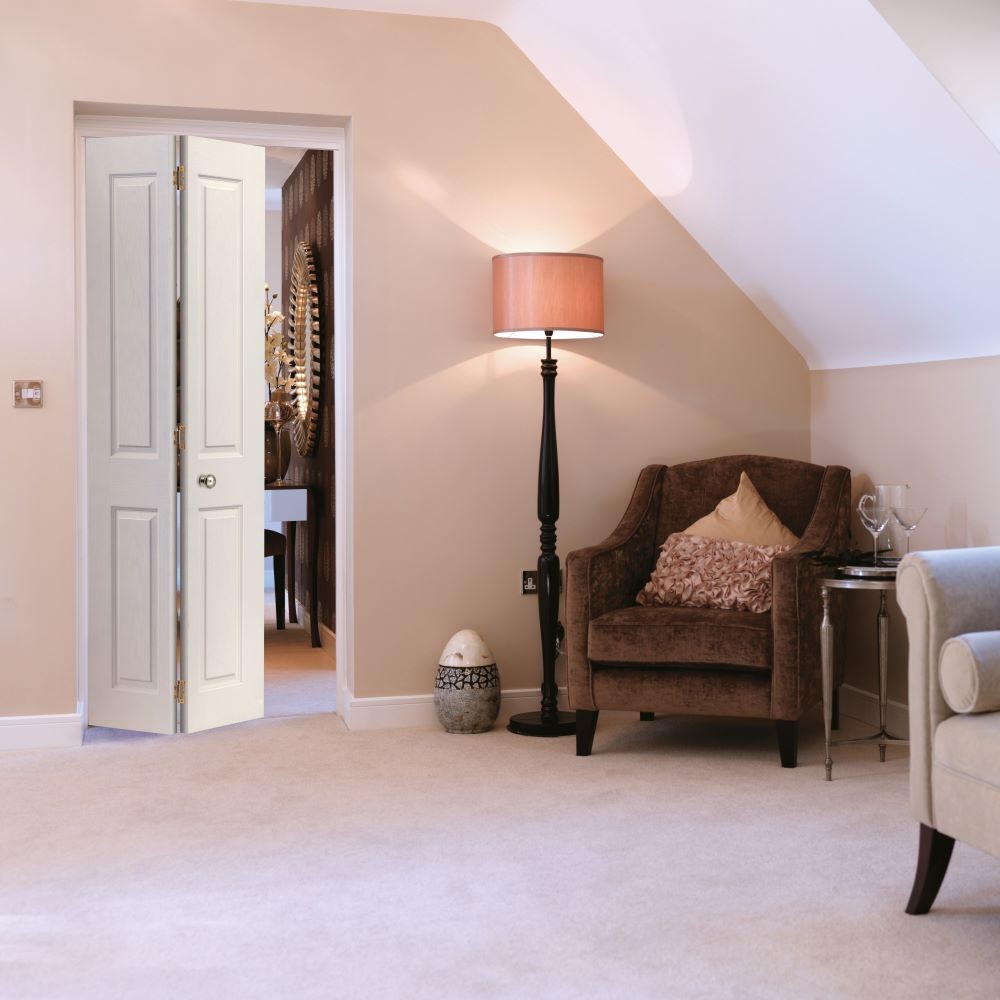 JB Kind Canterbury Grained White Primed Internal Bi-fold Door