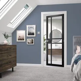 JB Kind Urban Industrial City Fully Finished Clear Glass Internal Door